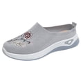thumbnail image 7 of Women's Flower Embroidered Loafers Orthopedic Slip on Walking Shoes Breathable Mesh Casual Lightweight Slides Sneakers Gray Size 7.5, 7 of 7