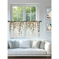 thumbnail image 4 of Brown Eucalyptus Leaves Sheer Curtains 2 Panels Set Watercolor Retro Leaf Lihgt Filtering Rod Pocket Voile Drape, Semi Sheer Window Curtains for Bedroom Living Room, 52"x45", 4 of 5
