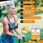 Vitamin D3+K2 Capsules, Vitamin D3 5000 IU and Vitamin K MK7 200mcg | 120 Capsules