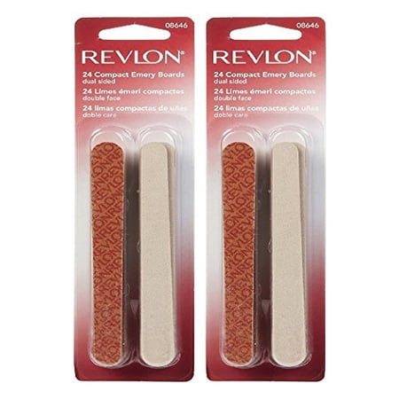 Revlon Compact Emery Boards Nail File, Dual Sided Manicure and Pedicure Tool for Shaping and Smoothing Finger and Toenails, 24 Count (Pack of 2)