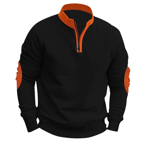 Mock Neck Sweatshirts for Men with Zipper No Hood Long Sleeve Shirts Mens Casual Color Block Pullover Breathable Athletic Workout Sweatshirt Tops