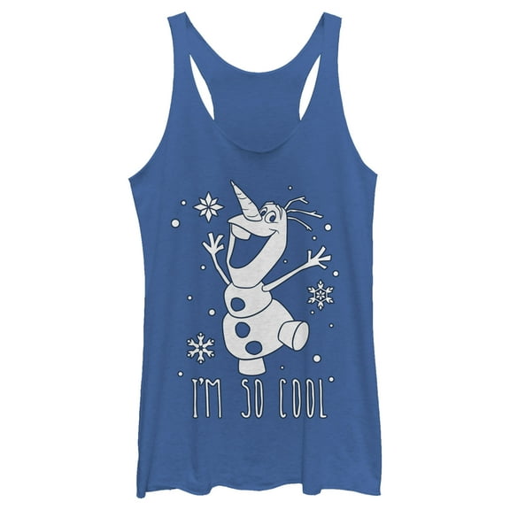 Women's Frozen Olaf So Cool  Racerback Tank Top Royal Blue Heather Large
