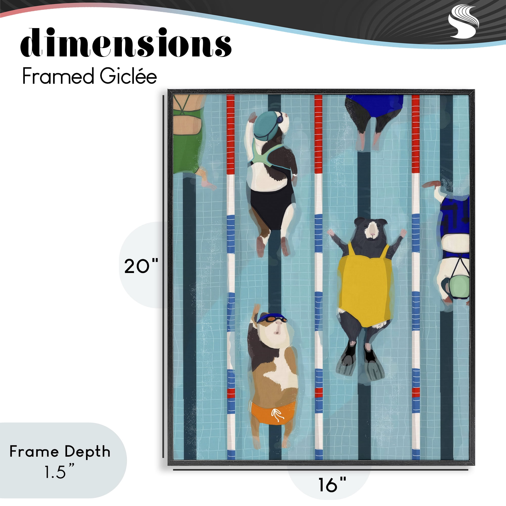 Stupell Industries Guinea Pigs at Lido Black Framed Giclee Art, design by Hanna Melin