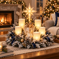 thumbnail image 2 of Angel Christmas Lighted Centerpiece with Flameless Candle Glow, Christmas Decoration with Frosted Greenery, Red Berries & Pinecones, Perfect for Home Tabletop & Holiday Gift, 10.6" x 11.8", 2 of 7