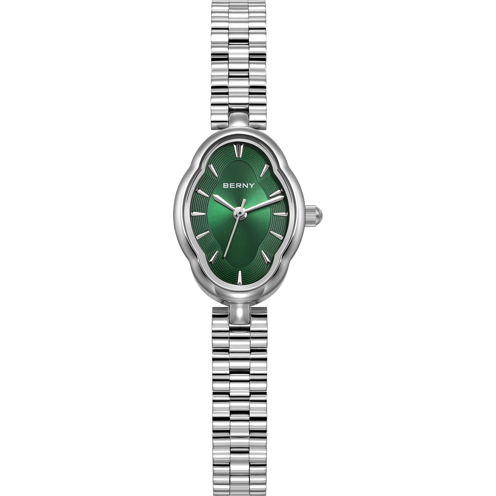 BERNY Small Silver Watches for Women Dainty Vintage Ladies Analog Quartz Bracelet Watch, Adjustment Tool Included Stainless Steel Waterproof, Fashion Luxury Womens Wrist Watches Gifts (Green)