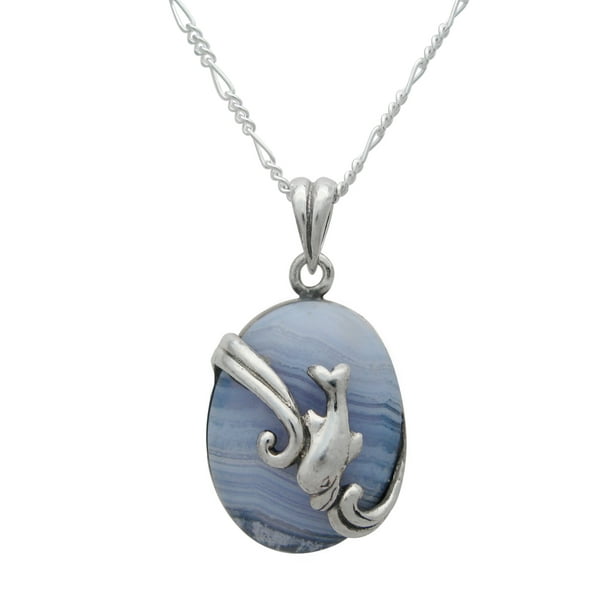 Sosi B Sterling Silver Diving Dolphin Blue Lace Agate Pendant Necklace 16 Inch Com - Blue Lace Agate Pendant Sosi B Sterling Silver Diving Dolphin Blue Lace Agate Pendant Necklace 16 Inch Com - Blue Lace Agate Pendant