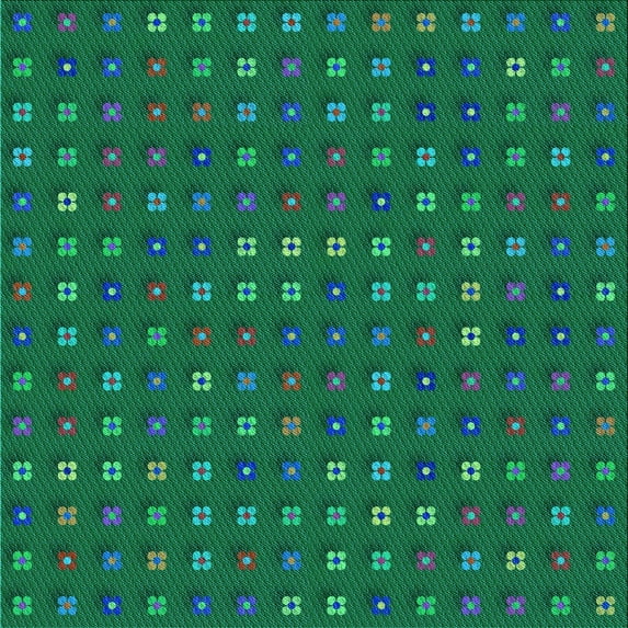 Ahgly Company Machine Washable Indoor Square Transitional Medium Forest Green Area Rugs, 5' Square