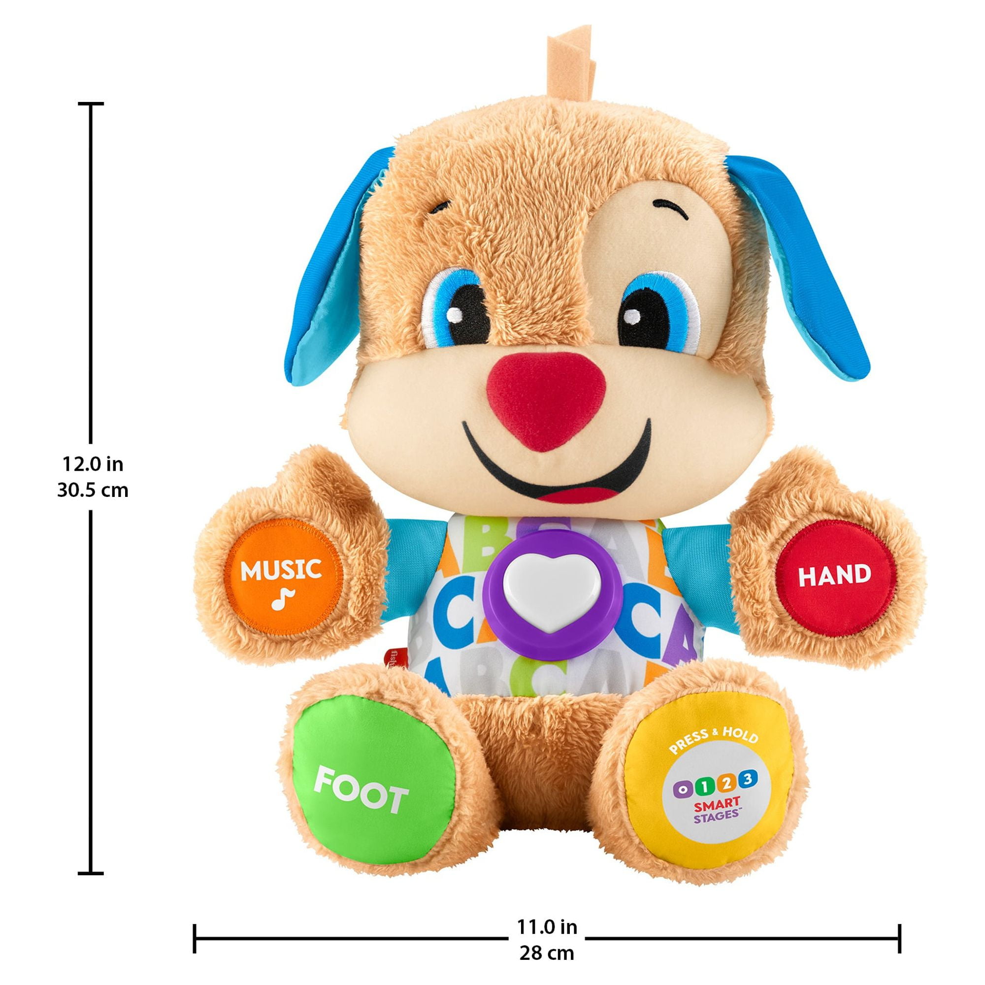 Fisher-Price Plush Baby Toy with Lights Music and Smart Stages Learning Content, Laugh & Learn Puppyâ€‹