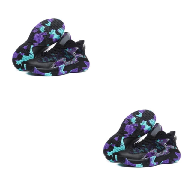 Qarigey Zapatillas de baloncesto para hombre, zapatillas transpirables para entrenamiento, antideslizantes, de alta , profesionales, ligeras, Negro Púrpura treinta y ocho 2piezas