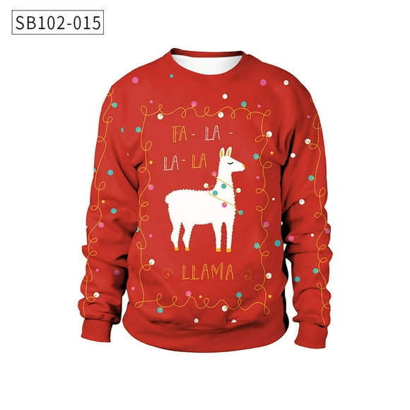 Hoodies For Men Christmas Clothing Casual Loose Tops Christmas Day Long Sleeve Round Neck Sweater Red L JE