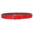 thumbnail image 3 of Snap On Solid Color Punk Rock Star Pyramid Studded Checker Board Leather Belt, 3 of 5
