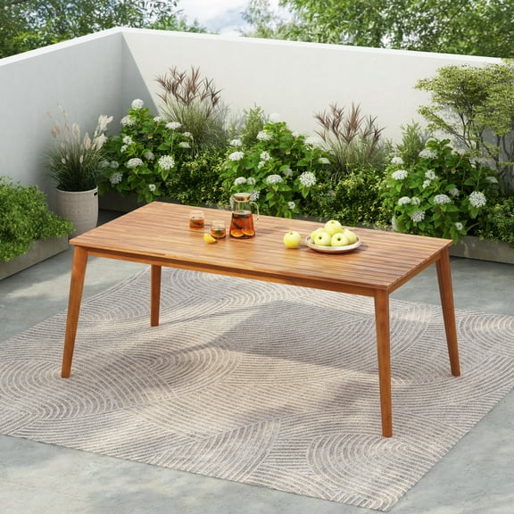 Christopher Knight Home 71" Outdoor Rectangular Dining Table, Solid Wood Patio Table with Natural Grain Finish