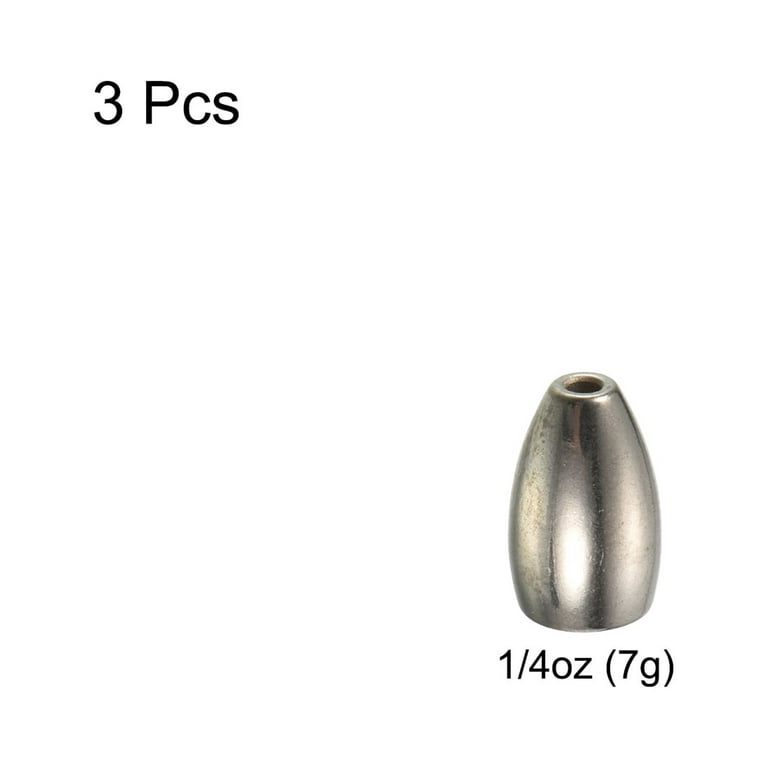 Uxcell 1/4oz Tungsten Fishing Weights Bait Sinkers for Bass Fishing, Silver Tone 3 Pack