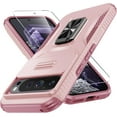 thumbnail image 1 of KOMI for Google Pixel 9/9 Pro Case with Tempered Glass Screen Protector and Camera Lens Cover,Rotated Ring Stable Kickstand,Heavy Duty Shockproof Protective Phone Cover-Pink, 1 of 5