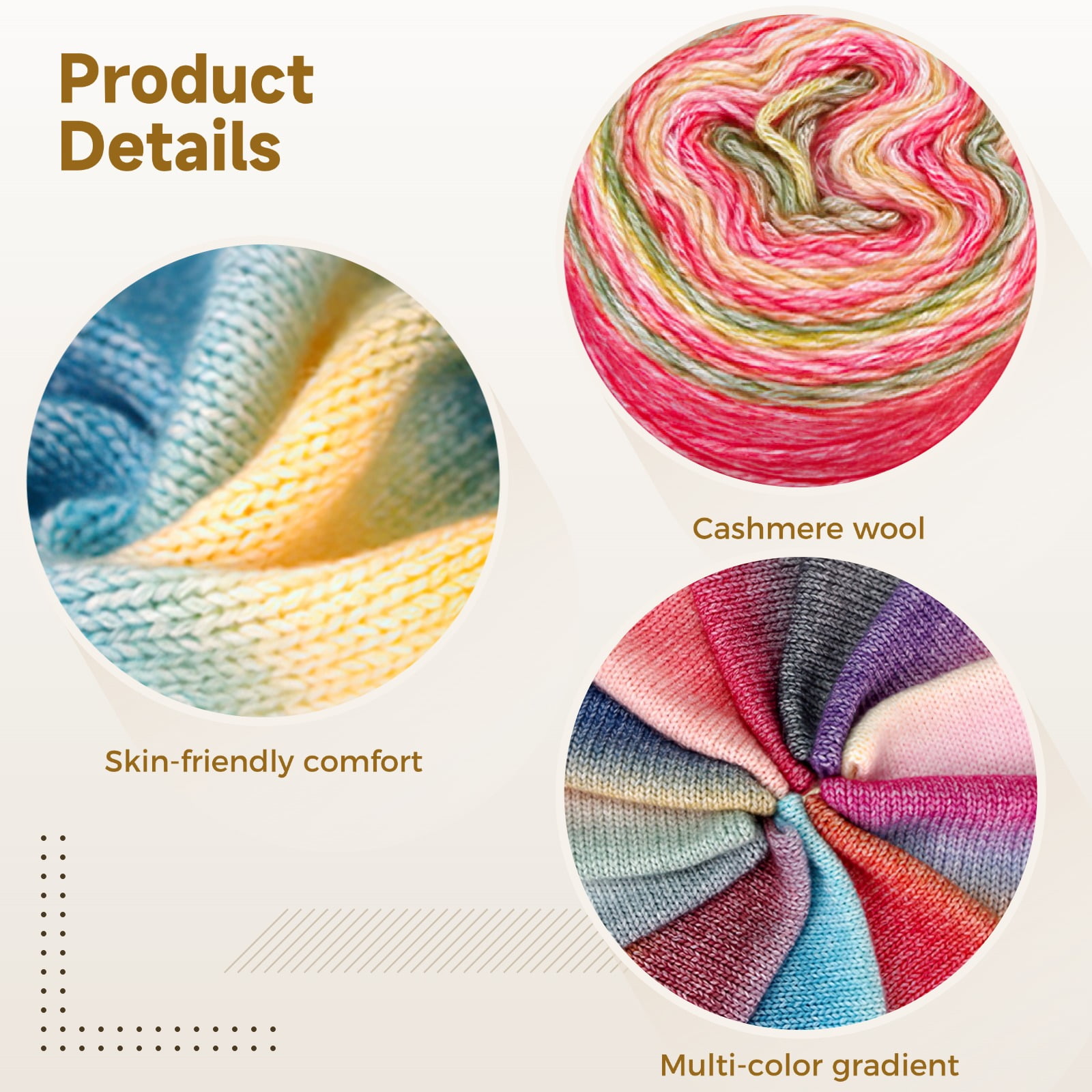 5 Rolls Cake Yarns for Crocheting, Ombre Soft Wool Blend Variegated Yarns, Knitting Craft Yarns, Multi-Color Gradient for Blankets, Scarves, DIY Crafts