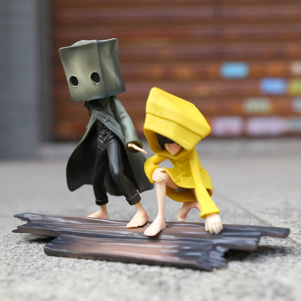New Little Nightmares Mono, Six Figure,Stand Side by Side wear Raincoats Anime Figure 15cm/5.9inch PVC Character Action Model Statue Decoration Ornament Gifts