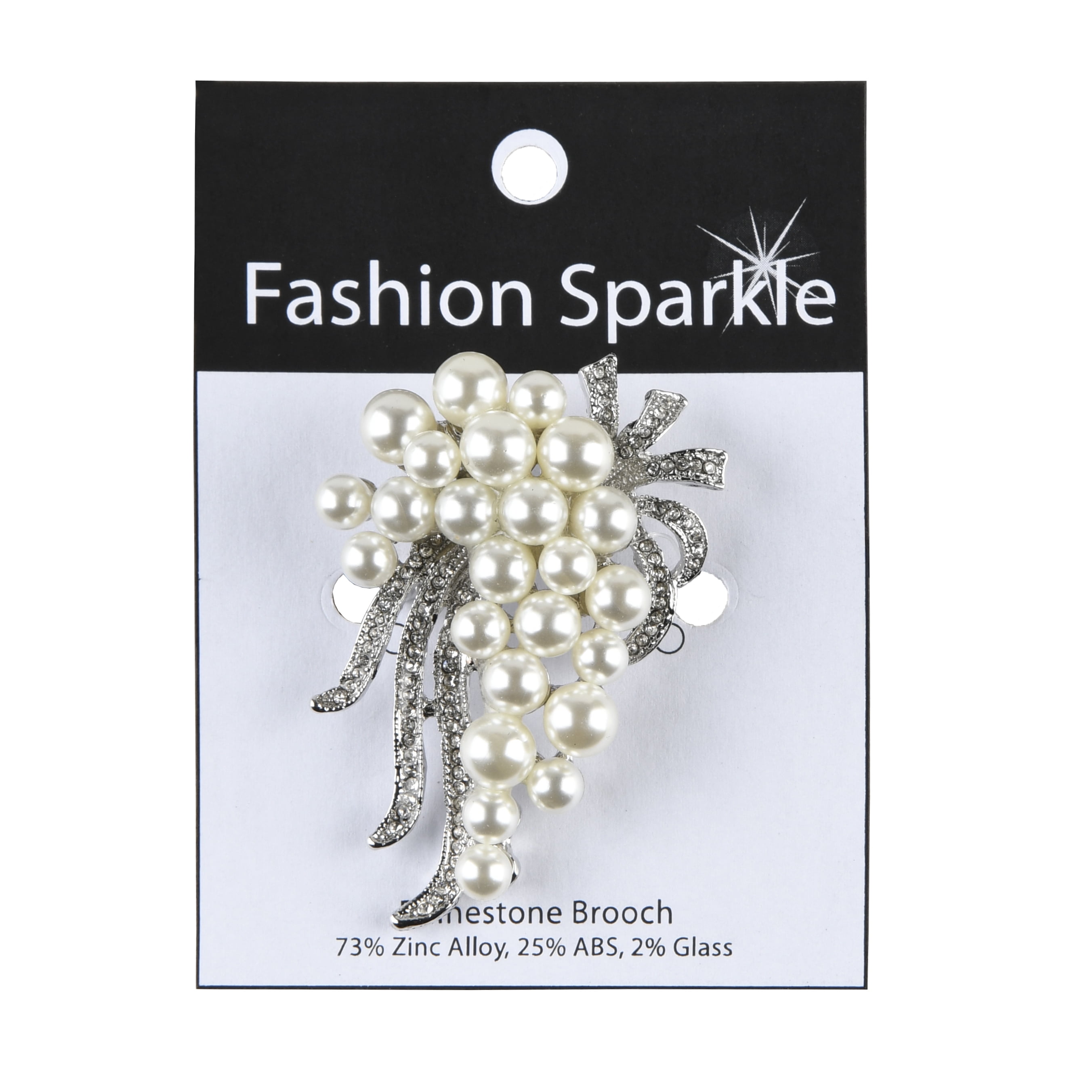 Belagio Rhinestone Grapes Brooch, Locking Bar Clasp, Silver and Crystal, 1 Piece