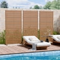 thumbnail image 3 of MAYEERTY 2-Piece Outdoor Metal Privacy Screen 6ft × 3ft Brown, 6-Panel Wide-Narrow Louvered, Rust-Resistant for Garden, 3 of 6