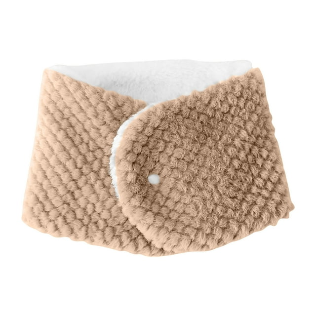 RXIRUCGD Women's Winter Solid Color Button Scarf With Warmth And Plush Protection Thick Neck Gaiters( Khaki )