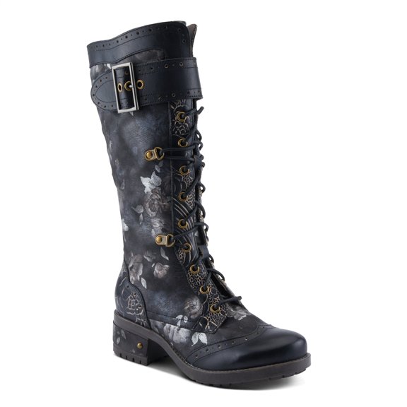 L'Artiste Kisha Boss Calf High Leather Boots – Hand-Painted Comfort