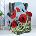 thumbnail image 4 of Poppy Flower Soft Flannel Fleece Throw Blanket, Digitally Generated Floral Graphic with Grass and Fileds, Cozy Plush for Indoor and Outdoor Use, 70" x 90", Vermilion Charcoal Grey, by Ambesonne, 4 of 5