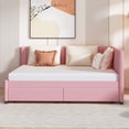 thumbnail image 2 of Miekor Furniture Full Size Upholstered Daybed with 2 Storage Drawers Sofa Bed Frame No Box Spring Needed, Linen Fabric (Pink) W4US2AAH, 2 of 9