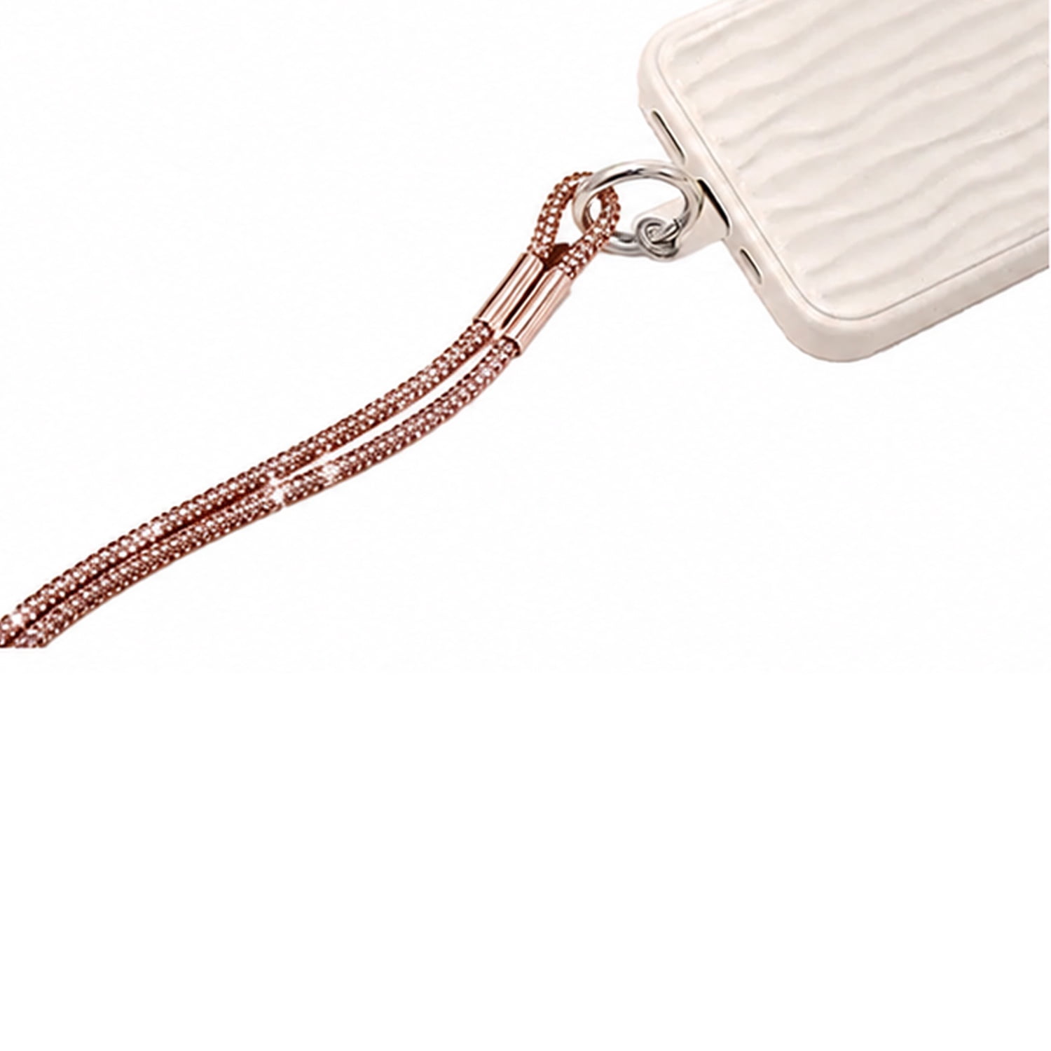 Crystal Neck Lanyard with Keychain Holder - Rose Gold