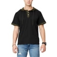 thumbnail image 3 of Sudadera de hombre de manga corta con capucha y blusa con capucha, negro, verde militar, L Scienceny  AP002510-08, 3 of 7