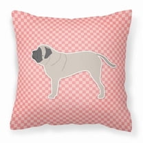 English Mastiff Checkerboard Pink Fabric Decorative Pillow