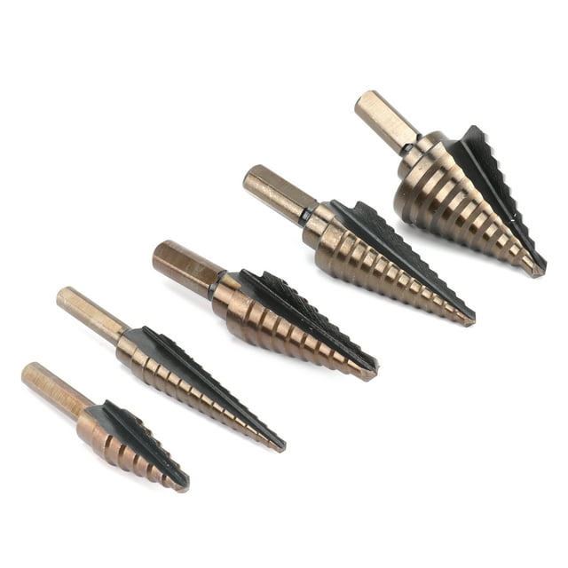 Step Drill Bit Set, Hole Cutter Durable Straight Flute Drill Drill Bits Set for Steel for Brass for Wood for Plastic