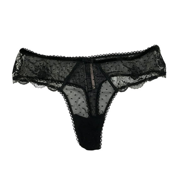 Victoria's Secret Very Sexy Thong Panty Black Lace Size Medium NWT
