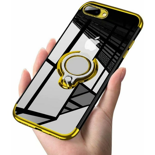 Designed for iPhone 7plus/ iPhone8 Plus Case Clear 5.5 Slim 360° Adjustable Ring Holder in Soft TPU Thin Anti-Scratch Shockproof Impact Protection for Magnetic Car Mount