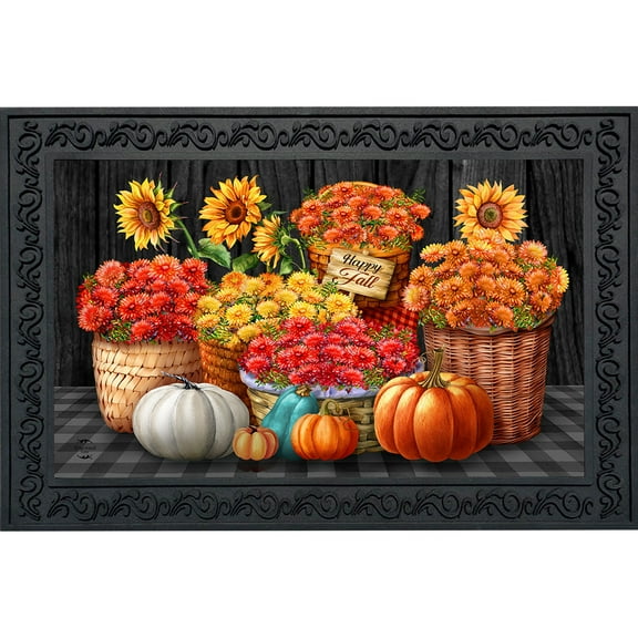 Briarwood Lane Baskets of Mums Doormat