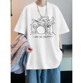 thumbnail image 1 of Men's 100% Cotton Cat Playing Drum Graphic Print T-shirt, Casual Short Sleeve Crew Neck Tee, Men's Clothing For Summer Outdoor, Casual Sporty Tee, Summer Gifts, 1 of 6