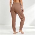 thumbnail image 5 of High Waist Tapered Joggers for Women Elastic Drawstring Ribbed Ankle Cuff Sweatpants Loose Fit Athletic Lounge Pants with Pockets Camel 3XL, 5 of 7