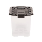 Homz 2 Pack 20-Gallon Clear Plastic Stackable Home Storage Bins with Lids, Black