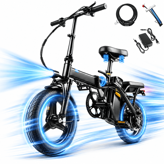 14" Electric Bike for Adults, 500W Motor, 36V 12Ah Battery, 18 MPH Foldable Commuter E-Bike, 2849 Certified