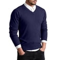 thumbnail image 2 of Yaoyar Men's Cotton Knitted Sweater Long Sleeve V-Neck Thin Slim Fit Business Casual Pullover Sweater, 2 of 9