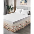 thumbnail image 4 of Pink Orange Teal Spring Floral Wrap Around Bed Skirts for King Bed 16" Drop,Bed Skirt with Adjustable Elastic Belt Dust Ruffle Bed Valance Watercolor Botanical Summer Flowers Bed Frame Cover, 4 of 7