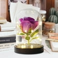 thumbnail image 2 of Amdohai LED Rose Lamp 20 LED Beads String Light 1PCS Artificial Rose Flower on Wood Base Transparent Shell Romantic Gift for Mothers' Day Valentine's Day Birthday Wedding Anniversary, 2 of 8