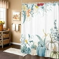 thumbnail image 2 of Fall Pumpkins Shower Curtain, Autumn Leaves Thanksgiving Harvest Boho Shower Curtain Set, Rustic Farmhosue Fall Seasonal Thanksgiving Fabric Bathtubs Curtain with Hooks, 70X70IN Blue, 2 of 5
