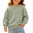thumbnail image 2 of WAVSUF Girls Raglan Sweatshirt, Loose Fit Crew Neck Long Sleeve Fall Warm Solid Pullover Green 2, 2 of 5