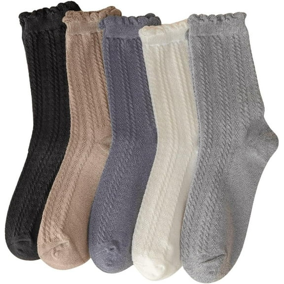 YooGuoGuo Women's 6pairs Floral Plaid Print Crew Socks