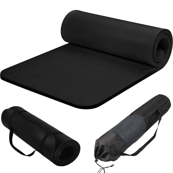 FifthQuarter Yoga Mat Thick 0.32in Non-Slip Exercise Mats for Home Workout Mat with Nylon Strap, 72x24in Pilates Mat Non Slip with Yoga Bag- BPA Free, Easy Clean,1.2 lbs