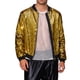 thumbnail image 1 of Chaqueta bomber de lentejuelas brillantes para hombres, chaqueta metálica de fiesta con cremallera, chaquetas varsity S doradas, 1 of 5