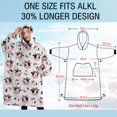 thumbnail image 4 of Oversized Wearable Blanket Hoodie,White Cow Pink Bow Pattern Sherpa Blanket Hoodie with Super Pockets,Super Warm Fuzzy Pullover for Women & Men, 4 of 6