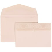 JAM Paper Wedding Invitation Set, Small, 3 3/8" x 4 3/4"- Ivory Card with White Envelope Pink and Ivory Band, 100/pack