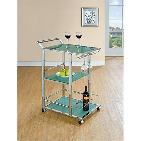 Well-designed Metal And Glass Serving Cart with Wine Storage, Green