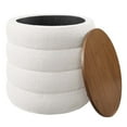 thumbnail image 3 of Mezzo Round Boucle Fabric Storage Ottoman in Cloud, 3 of 9