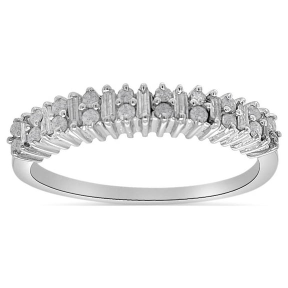 SuperJeweler 1/2 Carat Baguette Diamond Band Ring In Sterling Silver For Women